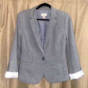 Ann Taylor Loft fitted grey one-button blazer
